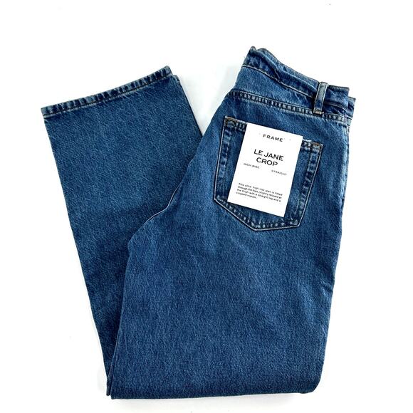 Frame Women's Le Jane Caramia Rigid Denim High Rise Crop Straight Jeans Size 27 - Picture 3 of 9